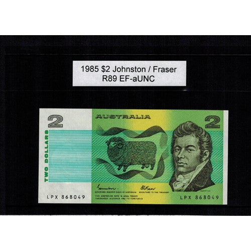 1985 $2 R89 Johnston / Fraser General Prefix EF-aUNC Paper Australian Banknote