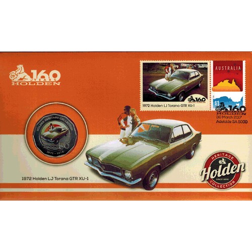 2016 50c 1972 LJ Holden Torana GTR XU-1 Coin & Stamp Cover PNC