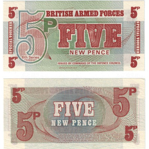 British Armed Forces 5 New Pence Uncirculated Banknote