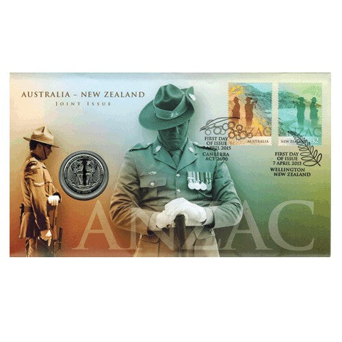 2015 50c Australia & New Zealand Joint Issue Coin & Stamp Cover PNC