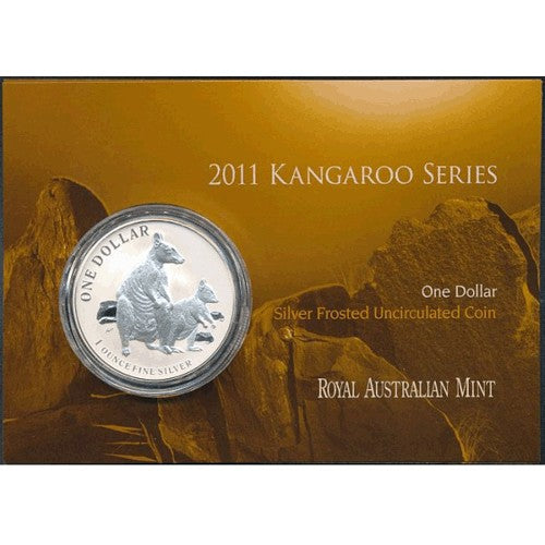 2011 $1 Australian Kangaroo 1oz Silver Frunc Coin in Card