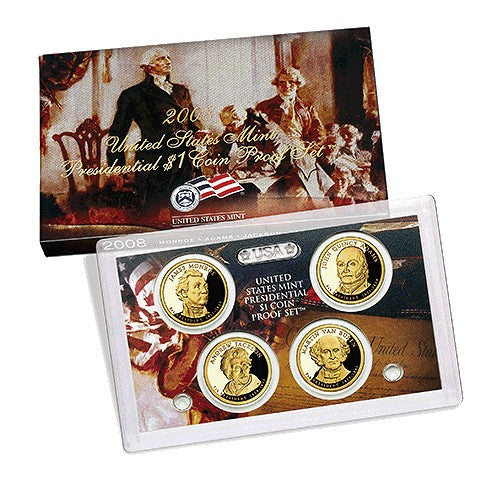 2008 $1 USA Presidential Dollar Proof Set 4 Coins - Marked