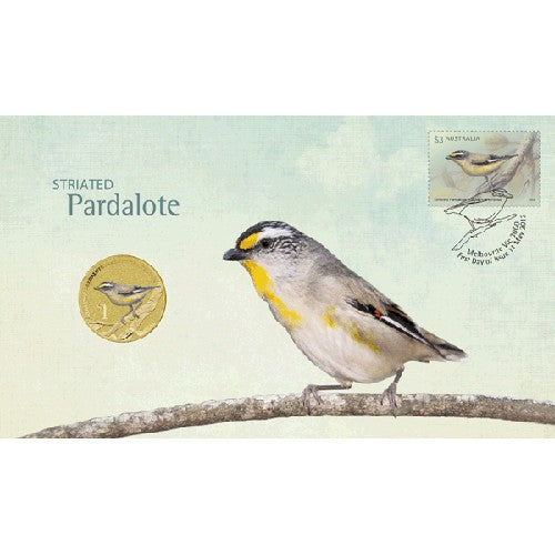 2013 $1 Striated Pardalote Coin & Stamp Cover PNC