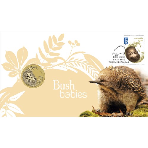2013 $1 Australian Bush Babies II Echidna Coin & Stamp Cover PNC