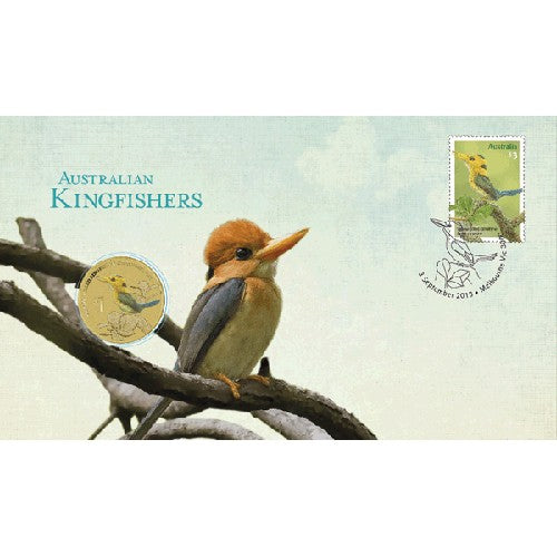 2013 $1 Australian Yellow-Billed Kingfisher Coin & Stamp Cover PNC