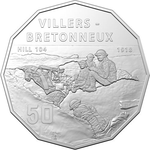 2018 50c The Western Front - Villers-Bretonneux 1918 - 2018 Unc Coin in Card