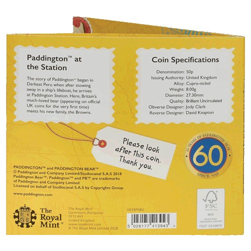 2018 GB 50p Paddington Bear Station BU Cupro Nickel Coin