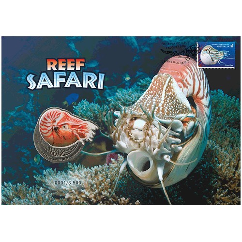 2018 Reef Safari Nautilus Limited Edition Medallion & Stamp Cover PNC