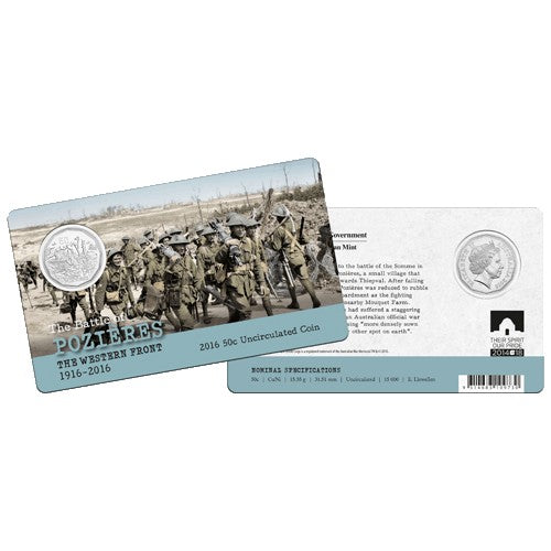 2016 50c Battle of Pozieres coin back and front