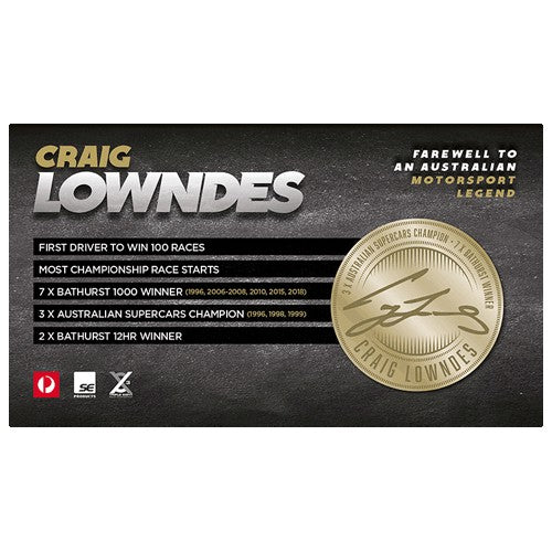 2018 Craig Lowndes 888 Supercars Legend  Medallion & Stamp Cover PNC