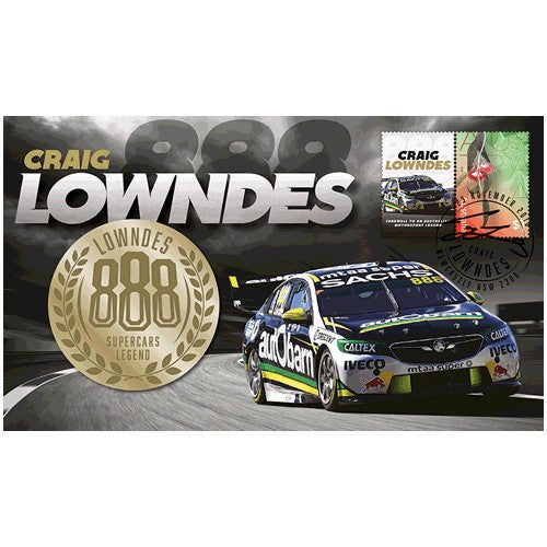 2018 Craig Lowndes 888 Supercars Legend  Medallion & Stamp Cover PNC