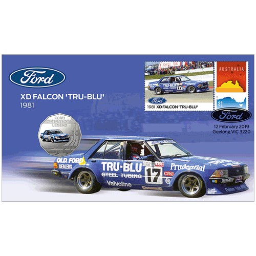 2018 50c Ford 1981 XD Falcon Tru-Blu Coin & Stamp Cover PNC