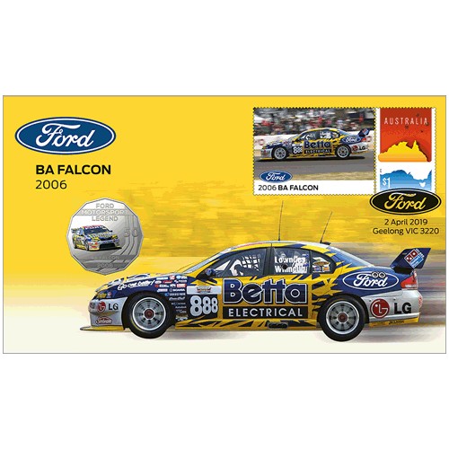 2018 50c Ford 2006 BA Falcon Coin & Stamp Cover PNC