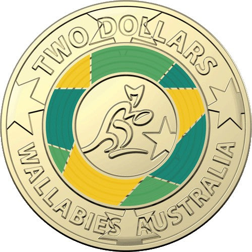 2019 $2 Wallabies - Rugby Australia Al/Br Coloured Uncirculated Coin in RAM Card