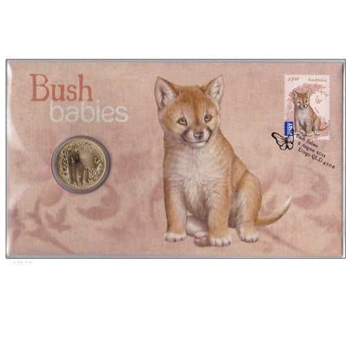 2011 $1 Bush Babies Dingo Coin & Stamp Cover PNC