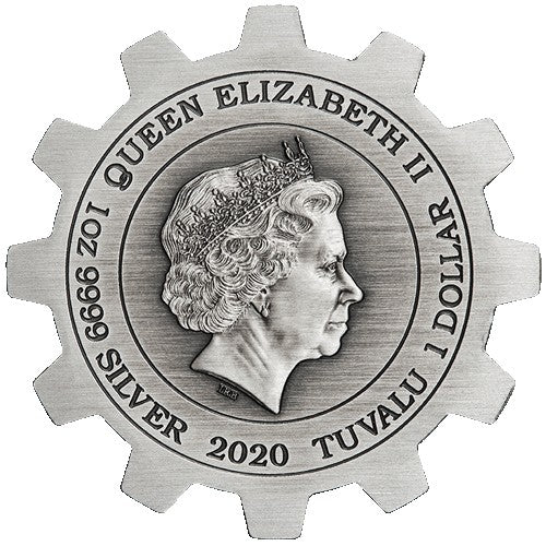 2020 $1 Industry in Motion 1oz Silver Gear-Shaped Antiqued Two-Coin Set