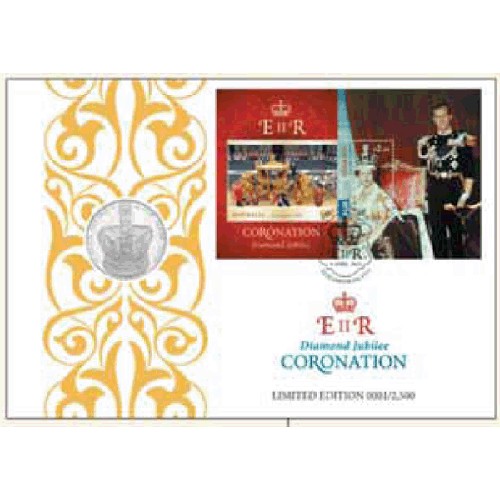 2013 GB £5 Diamond Jubilee Coronation Limited Edition Coin & Stamp Cover PNC