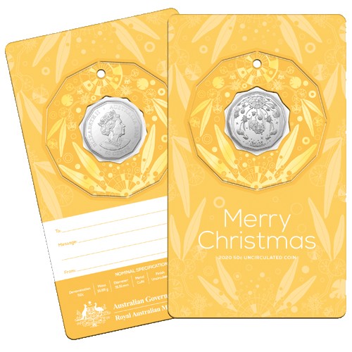 2020 50c Christmas Decoration Uncirculated Coin in Card