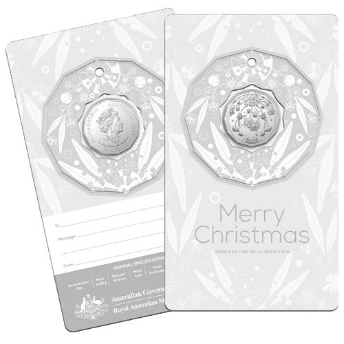 2020 50c Christmas Decoration Uncirculated Coin in Card
