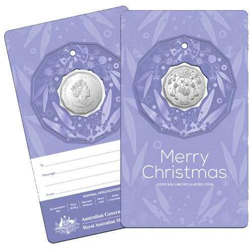 2020 50c Christmas Decoration Uncirculated Coin in Card