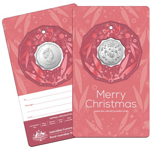 2020 50c Christmas Decoration Uncirculated Coin in Card