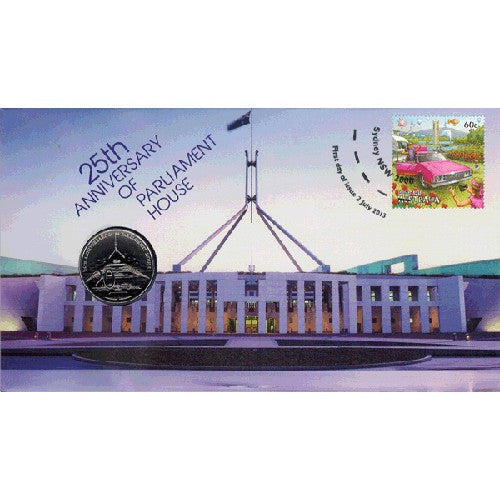 2013 20c 25th Anniversary of Parliament House Coin & Stamp Cover PNC