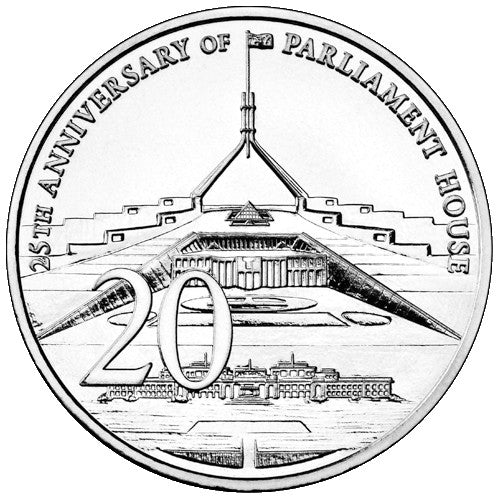 2013 20c 25th Anniversary of Parliament House Coin & Stamp Cover PNC