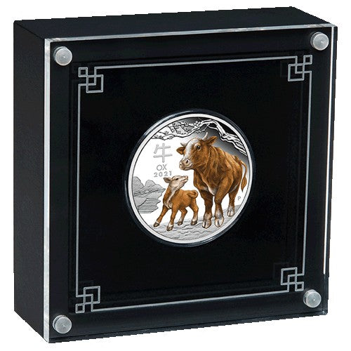 2021 $1 Australian Lunar Series III Year of the Ox 1oz Silver Proof Coloured Coin