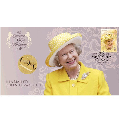 2016 $1 H.M. Queen Elizabeth II 90th Birthday Coin & Stamp Cover PNC