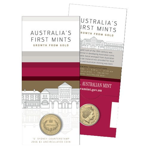 2016 $1 Australia's First Mints S Sydney Counterstamp Unc Coin in Card
