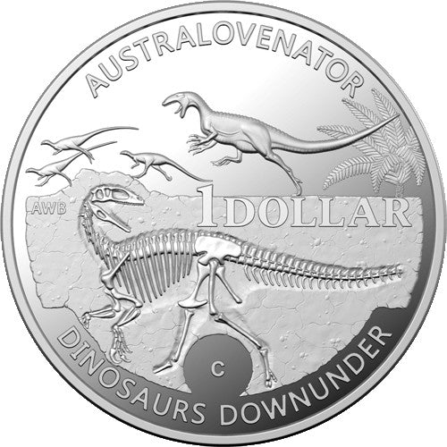 2022 $1 Australian Dinosaurs - Dinosaurs Down Under C Mintmark Silver Proof Coin