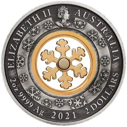 2021 $2 Christmas Wonderland 2oz Silver Antiqued Coloured Coin