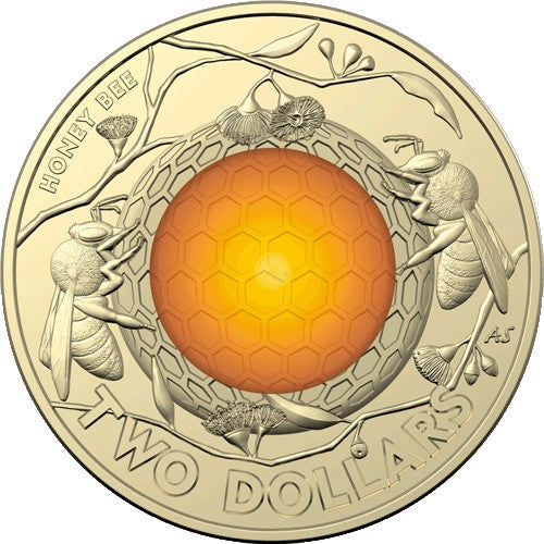 2022 $2 Australian Honey Bee Coloured Uncirculated Coin in Pack