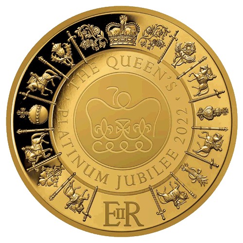 2022 The Queen's Platinum Jubilee Gold Plated Commemorative Medallion & Folder