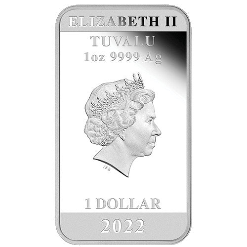 2022 $1 60 Years of Bond 1oz Silver Proof Coloured Rectangular Coin