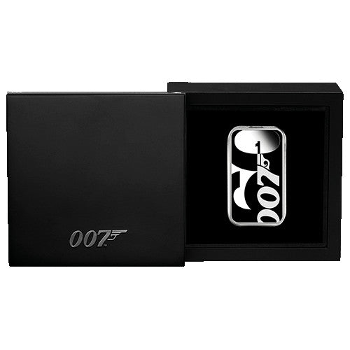 2022 $1 60 Years of Bond 1oz Silver Proof Coloured Rectangular Coin