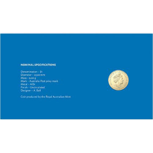 2022 $1 Australian Dinosaurs - Australovenator Wintensis Skeleton Coin & Stamp Cover PNC