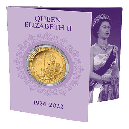 2022 Queen Elizabeth II Tribute Gold Plated Proof Like Medallion in Card