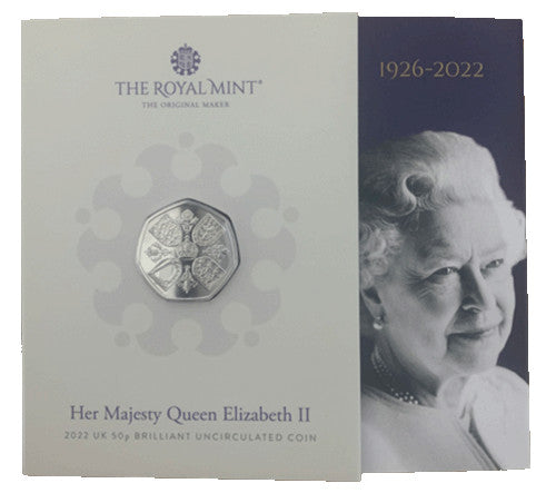 2022 GB 50p King Charles Queen Elizabeth II Tribute Brilliant Uncirculated Coin