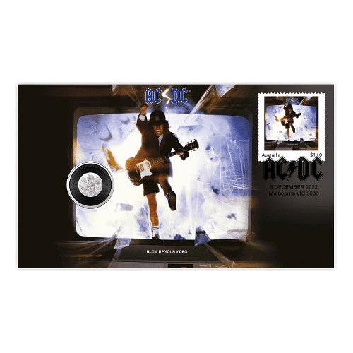 2023 20c AC/DC Blow Up Your Video Coin & Stamp Cover PNC