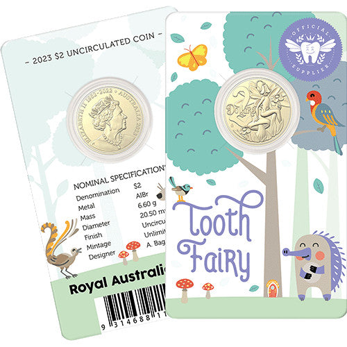 2023 $2 Tooth Fairy Albr Uncirculated Coin in Card