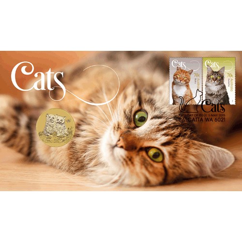 2015 $1 Australian Cats Coin & Stamp Cover PNC