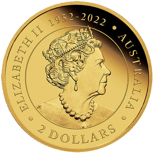 2023 $2 Mini Roo 0.5gm Gold Proof Coin Obverse