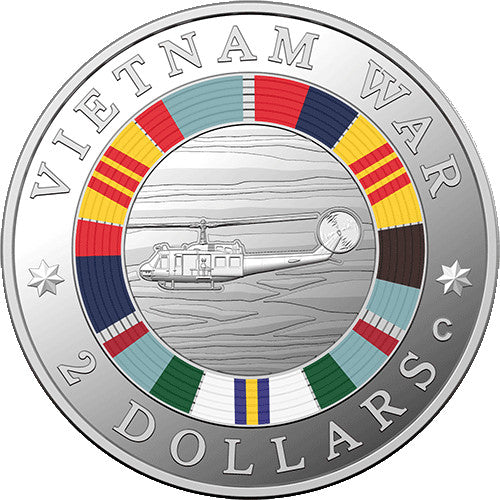 2023 $2 50th Anniversary of the End of Australia's Involvement Vietnam War C Mintmark Silver Proof Coloured Coin