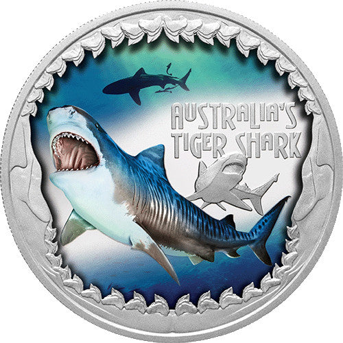 2023 $1 Deadly & Dangerous Series - Tiger Shark 1oz Silver Proof Coin