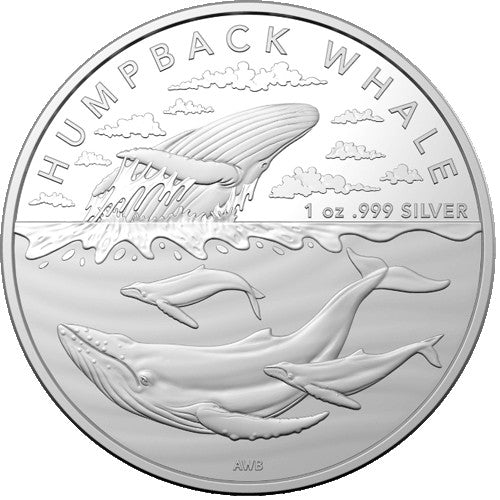 2023 $1 Australian Antarctic Territory Humpback Whale 1oz Silver Investment Coin in Capsule