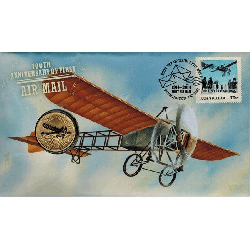 2014 $1 100th Anniversary First Airmal Coin & Stamp Cover PNC