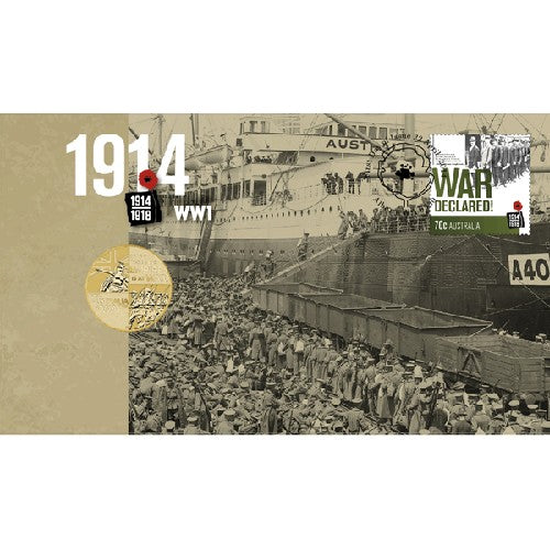 2014 $1 ANZAC Declaration of WWI Coin & Stamp Cover PNC