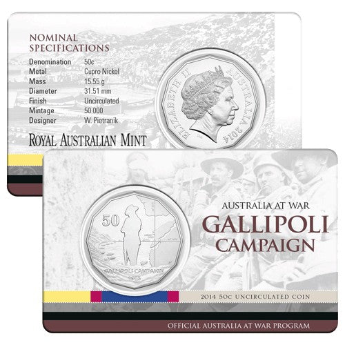 2016 50c Australia at War Series - Koean War Unc Coin in Card