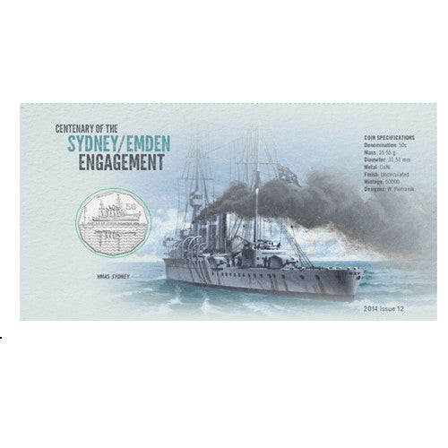 2014 50c Centenary of Sydney / Emden Engagement Coin & Stamp Cover PNC